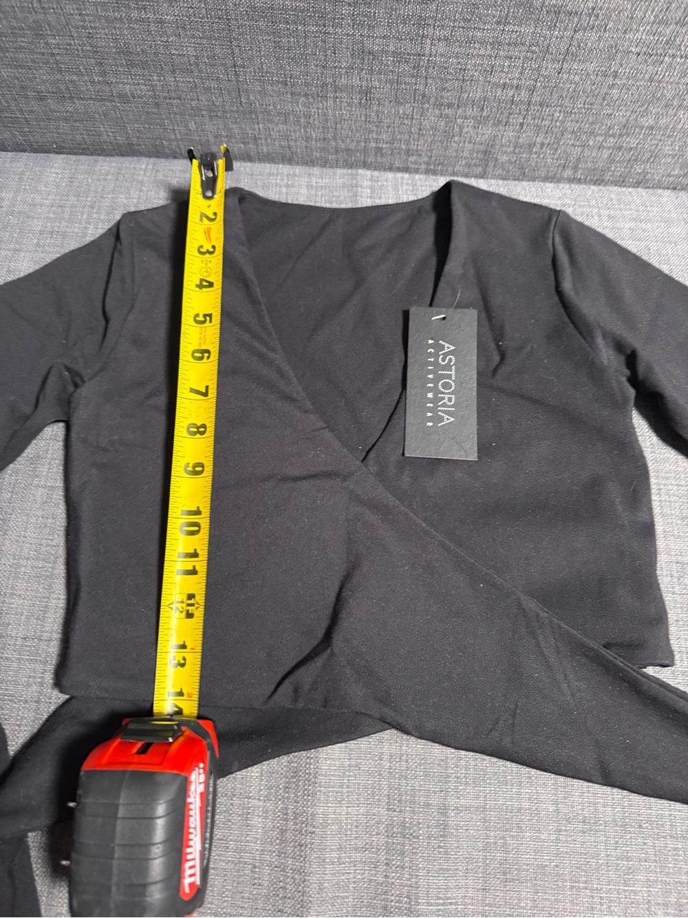 NWT Astoria Activewear Black Bell Sleeve Wrap Crop Top